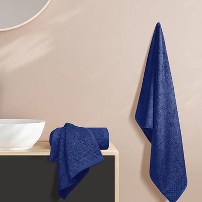 MyOwn Ultra Soft 3 Pack Cotton Towel Set, Contains a Bath Towels 28x55 inch, a Hand Towels 16x24 inch & a Wash Coths 12x12 inch, Ideal Everyday use, Compact & Lightweight - Navy Blue