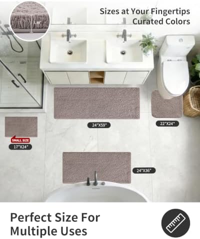 ILANGO Camel Bathroom Rugs 60" × 24" Non Slip & Super Absorbent Extra Thick Soft, Washable Bath Carpet Runner for Floor, Microfiber Plush Shaggy Bath Mats with Tub for Droom Bathtub Shower Room