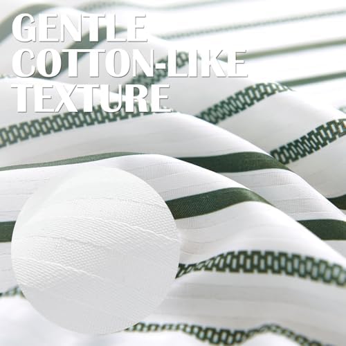 jinchan Green and White Shower Curtain for Bathroom Modern Farmhouse Striped Waterproof Fabric Shower Curtain Set with 12 Hooks Machine Washable 70x72 Inches