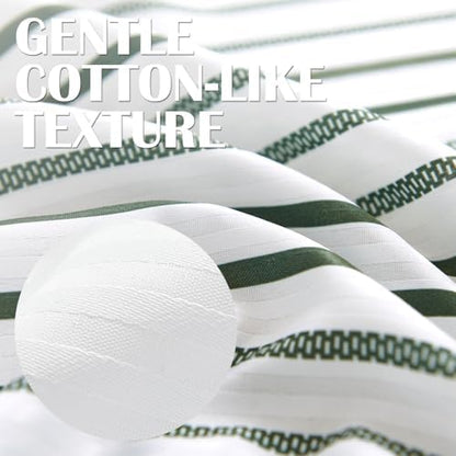 jinchan Green and White Shower Curtain for Bathroom Modern Farmhouse Striped Waterproof Fabric Shower Curtain Set with 12 Hooks Machine Washable 70x72 Inches