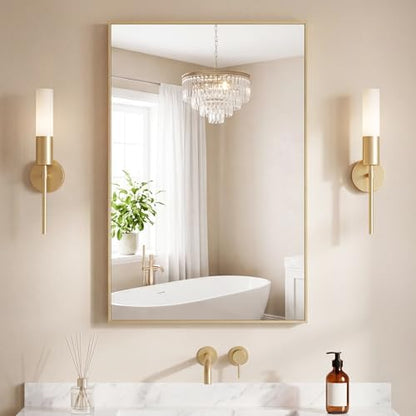 NEWBULIG 24"x36" Wall Mirror, Bathroom Mirrors for Over Sink, Gold