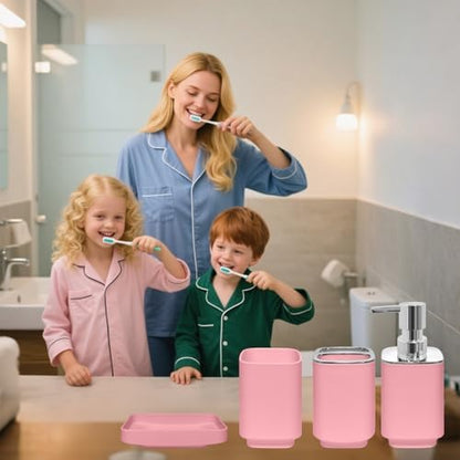 4 Piece Bathroom Accessory Sets, Pink Bathroom Accessories Sets