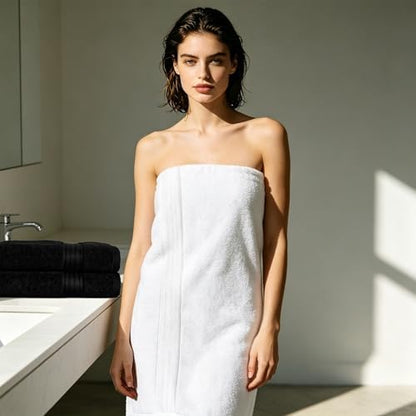 COZYART Luxury Bath Towels 4 PCS, 27x54 650 GSM Turkish Cotton, Black+White