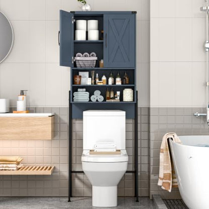 Vabches Metal Frame Over The Toilet Storage Cabinet, Blue