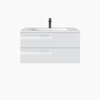 Joy 40 in. White Wall MountSingle Sink Bath Vanity with Porcelain Top and Integrated Sink