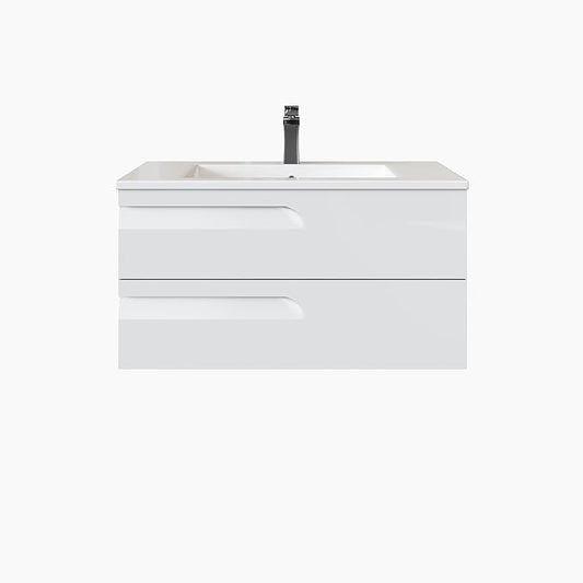 Joy 40 in. White Wall MountSingle Sink Bath Vanity with Porcelain Top and Integrated Sink