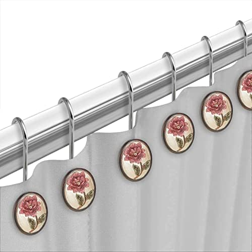 Zahari Home Larrisa Shower Hooks Set - Curtain Rings with Unique Design - 12 Resin Hooks for Customizing Your Shower Space