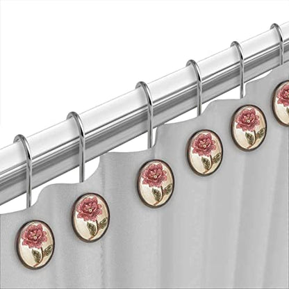 Zahari Home Larrisa Shower Hooks Set - Curtain Rings with Unique Design - 12 Resin Hooks for Customizing Your Shower Space
