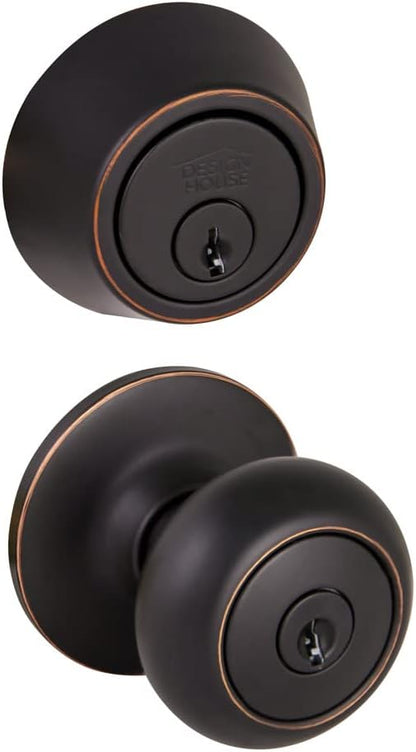 Design House 701813 Cambridge 2-Way Adjustable Deadbolt and Entry Door Knob, Oil Rubbed Bronze