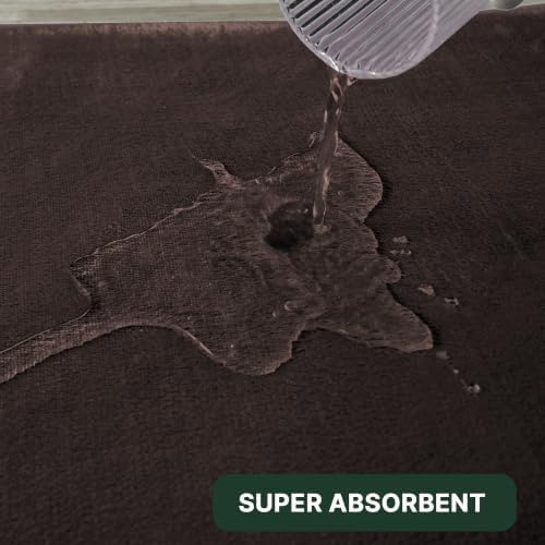 H.VERSAILTEX Bath Mat Memory Foam Set Bathroom Rug Set Flannel Velvety Extra Soft and Absorbent Non Slip Rugs for Bathroom/Bedroom Washable(20"x 32" + 17"x 24" + 20"x 24"U-Shaped, Brown)