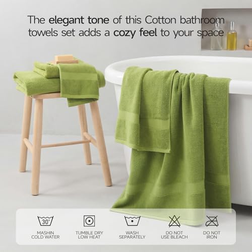 ecolook 2 Pack 100% Cotton Bath Towels, 28 x 55 Inches, Soft