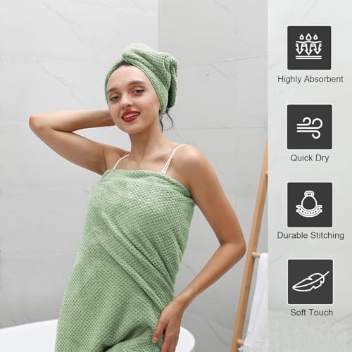 Hand Towels Set 2 Pack-16“x31”,Ultra Soft Microfibers Bathroom Towel Set Highly Absorbent Quick Dry Luxury Premium Towel Lightweight Durable Hand Towel Collection for Hotel Spa Gym Kitchen,Green