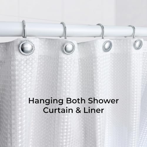 Shower Curtain Hooks,Rust-Resistant Decorative Rings,12-Pack,Chrome