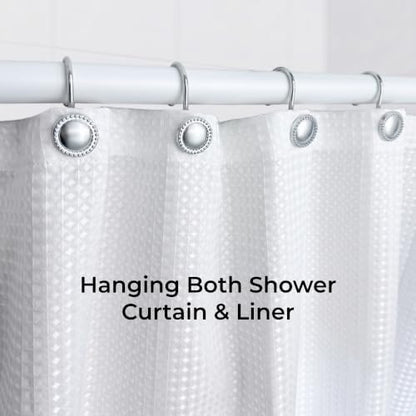Shower Curtain Hooks,Rust-Resistant Decorative Rings,12-Pack,Chrome