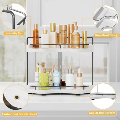 2-Tier Corner Bathroom Counter Organizer, Larger Size, White