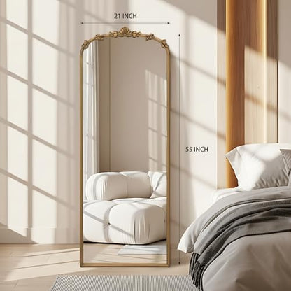 Besdomus Full Length Gold Mirror: 21''x56'' Baroque Floor Long Body Mirror