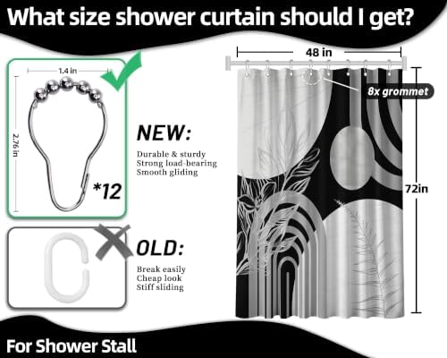 Grey and White Stall Shower Curtain, 48X72 in Narrow Small, Mid Century