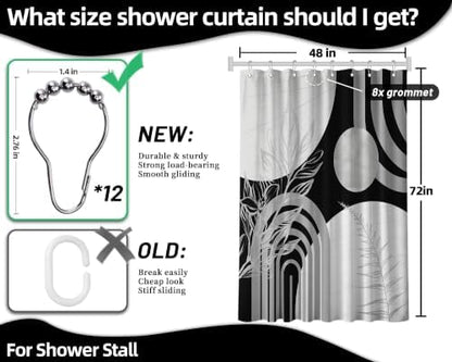 Grey and White Stall Shower Curtain, 48X72 in Narrow Small, Mid Century