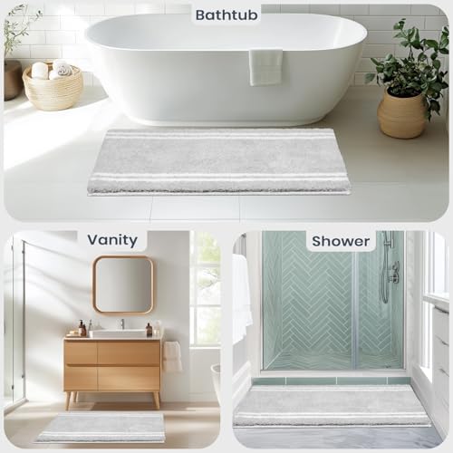PURRUGS Bathroom Rug, Bath Mat, 24" x 36", Light Grey