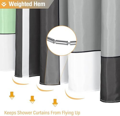 BTTN 72 x 96 Long Geometric Waterproof Fabric Shower Curtain, Mint Green