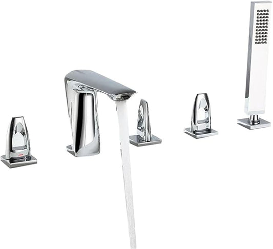 Gray Modern Bathroom Faucet with Pull Out Shower - Kitchen Sink Mixer Tap with Cold and Hot Water,Chrome