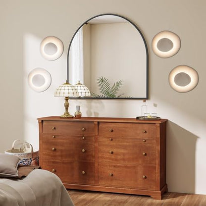 VooBang Wide Arched Wall Mirror, 38 x 40 inch Arch Bathroom Mirror Black