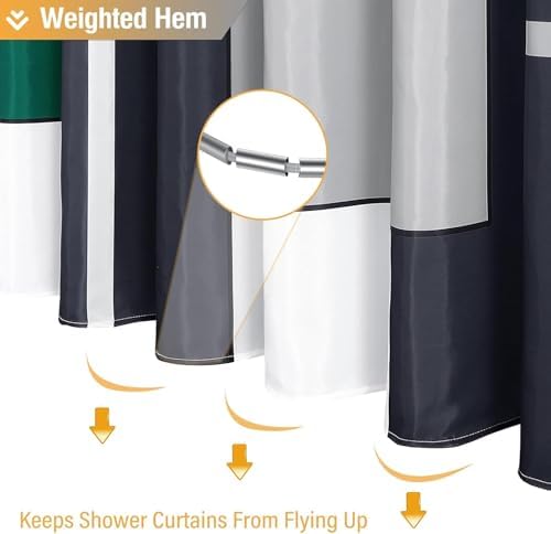 BTTN 54x78 Stall Modern Geometric Waterproof Shower Curtain, Emerald Green