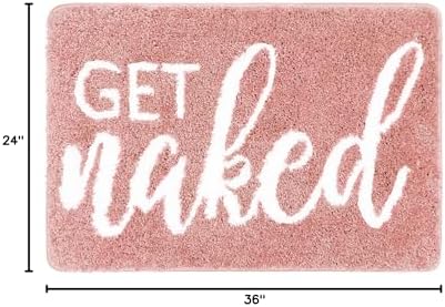 Get Naked Bathroom Rugs - Funny Bath Mats for Bathroom Non Slip Cute Carpet Floor Decor Water Absorbent Bath Rugs for Sink Bathtub and Shower Pink 24" x 36"