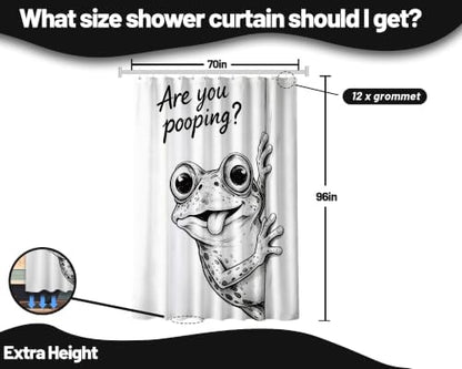 Extra Long Shower Curtain 96 Inchs Extra Tall Funny Frog XL Cool Teen Shower Curtains for Large Bathroom Decor Sets, Waterproof Cloth Fabric with Hooks, 70 x 96 Inch