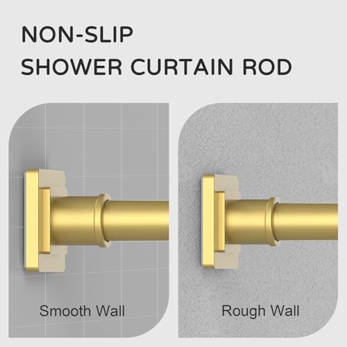 UIOSANRT Gold Shower Curtain Rod 31-79 Inches Non-Slip Shower Rod Tension Mounted No Drill Shower Curtain Rods Spring Tension Rod Adjustable Tension Curtain Rod for Windows Bathroom