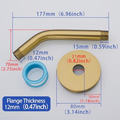 Wall Mounted Shower Arm Extension Head Holder Stainless Stee for Elbow Bathroom Accessories Pipe Bath Tube Champagne Bronze,SW-RD91018-6CB.