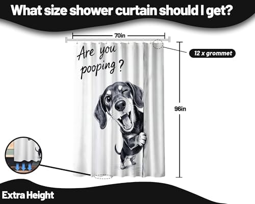 Extra Tall Shower Curtain XL Funny Dachshund, 70 x 96 Inchs