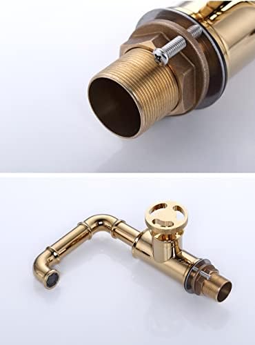Modern Brass Bathroom Faucet with Hot and Cold Water Mixer Contemporary Design for Kitchen or Bathroom Gold Finish