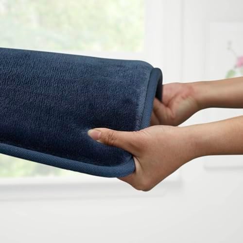 Memory Foam Bath Mat Non Slip Absorbent Super Cozy Velvet Bathroom Rug Carpet (17 inches X 24 inches, Navy)