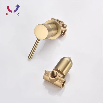 Faucet Brass Wall-Mounted Basin Faucet Sink Brushed Gold Single Handle Hot and Cold Water Recessed Bathroom Rotatable(Chrome) Faucet