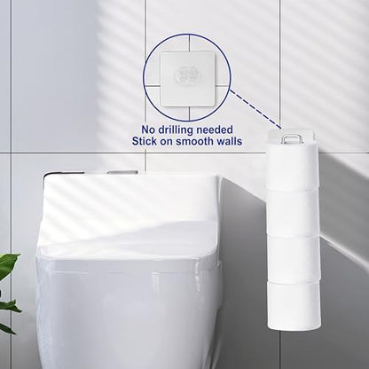Toilet Paper Holder for 4 Rolls Tissue, Over The Tank Toilet Paper Holder, Stainless Steel Rustproof Toilet Paper Storage Wall Mount, fo Bathroom Storage and Organization, Silver, 1 PC