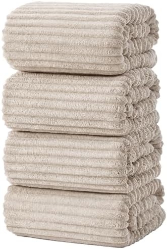 4 Piece Bath Towels, 30"x60" Microfiber Towels Set, Beige