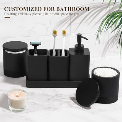 YMXYJM Bathroom Accessories Set, 6 Piece Soap Dispenser Set - Matte Black