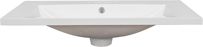 30" Ceramic Bathroom Sink, Vanity Top Only, Vessel Single-sink with Overflow and 3 Holes, Rectanglar