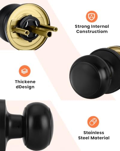 Haidms 1 Pack Matte Black Passage Door Knobs, Black Closet Door Knobs,Passage Doorknobs Interior for Closet or Hall, Hallways