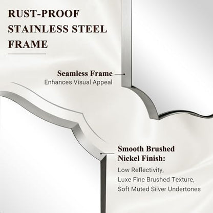 ANDY STAR Brushed Nickel Scalloped Rectangle Mirror, 24x48 Inch Mirror