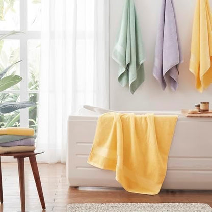 COZYART Luxury Bath Towel Set 6 Pcs, Yellow 100% Turkish Cotton 650 GSM