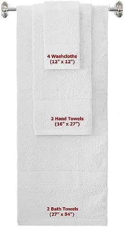 BY LORA 8-Pc Cotton Towel Set, Quick Dry Hotel Bath Hand Washcloths, Purple