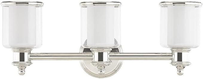 Livex Lighting 40213-91 Transitional Three Light Bath Vanity from Middlebush Collection in Pwt, Nckl, B/S, Slvr. Finish, Brushed Nickel, 23.5 x 6.5 x 9