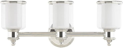 Livex Lighting 40213-91 Transitional Three Light Bath Vanity from Middlebush Collection in Pwt, Nckl, B/S, Slvr. Finish, Brushed Nickel, 23.5 x 6.5 x 9
