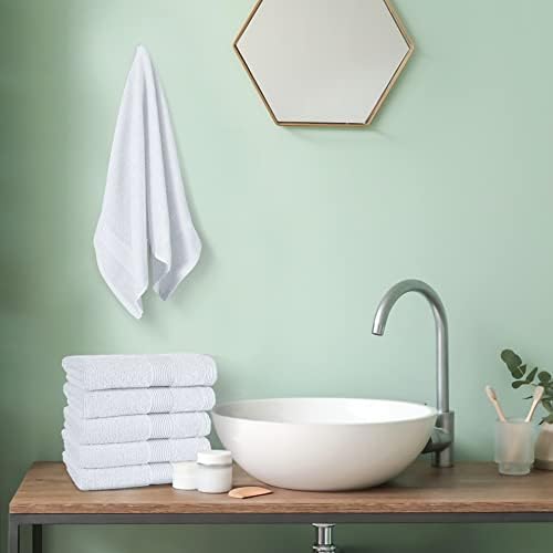 Belizzi Home Ultra Soft 6-Piece Hand Towel Set 16x28-100% Ringspun Cotton - Durable & Highly Absorbent Hand Towels - Ideal for use in Bathroom, Kitchen, Gym, Spa & General Cleaning - White
