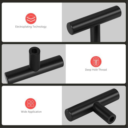 homdiy Black Cabinet Knobs 30Pack Single Hole Drawer Knobs Black Kitchen Drawer Pulls and Knobs Stainless Steel Cabinet Hardware for Bathroom, Cupboard