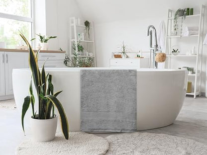Bath Towels Pack of 6 – 24" x 50" – 100% Cotton Terry, Soft, Quick-Dry & Highly Absorbent – Light Grey Towels for Bathroom, Spa, Gym, Hotel, Pool & Everyday Use