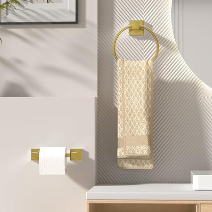FORIOUS Toilet Paper Holder and Towel Ring Set, Bathroom Accessories Set