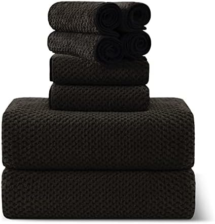 8-Piece Brown Bath Towel Set, 2 Extra Large Bath Towel Sheets, 2 Hand Towels and 4 Washcloths - Highly Absorbent Quick Dry Microfiber,Ultra Soft Towel Set for Bathroom, Waffle Weave Design, Pack of 8